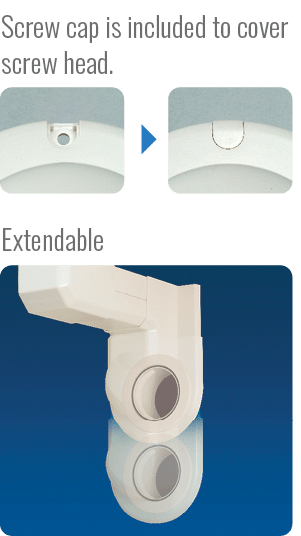Screw cap is included to cover screw head.,Extendabl